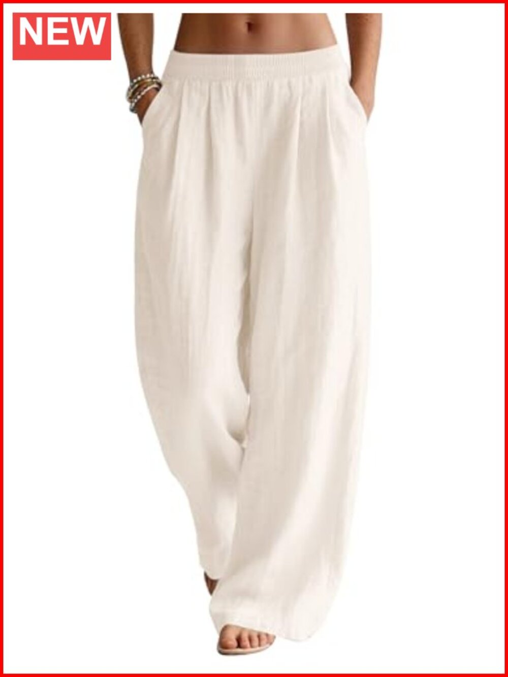 Cotton Linen Wide Leg Palazzo Pants Womens Summer Beach Vacation